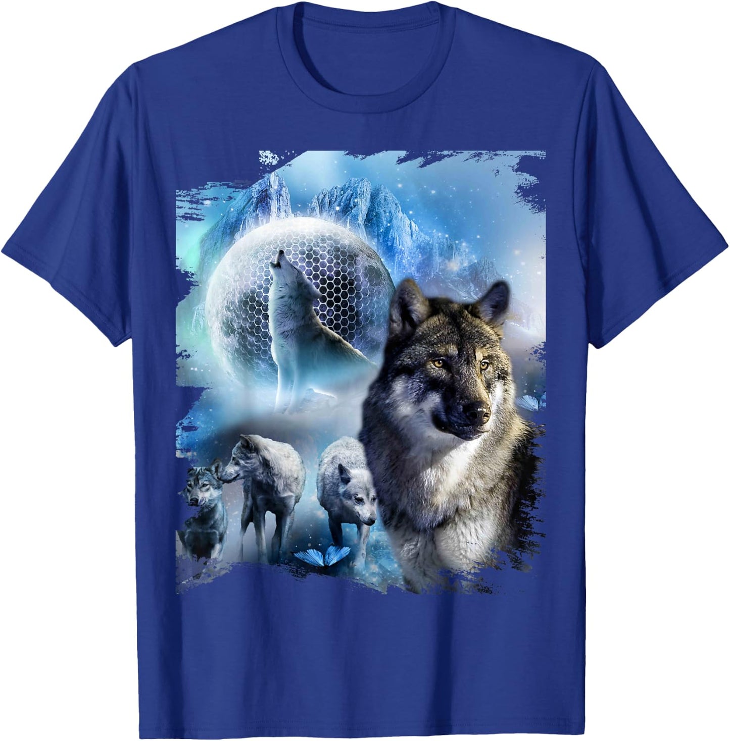 Snow Wolves Howling At Moon Ice Wolf T-Shirt - T-Shirt | Royal