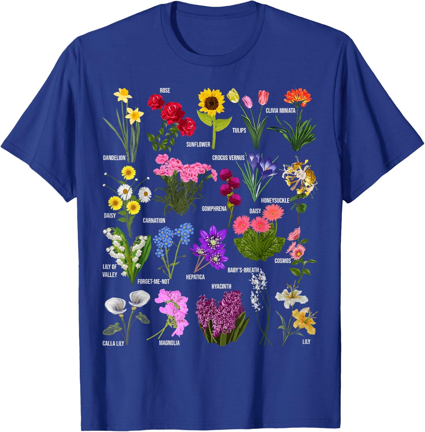 Vintage Flower Botanical Illustration Chart Plant T-Shirt - T-Shirt | Royal