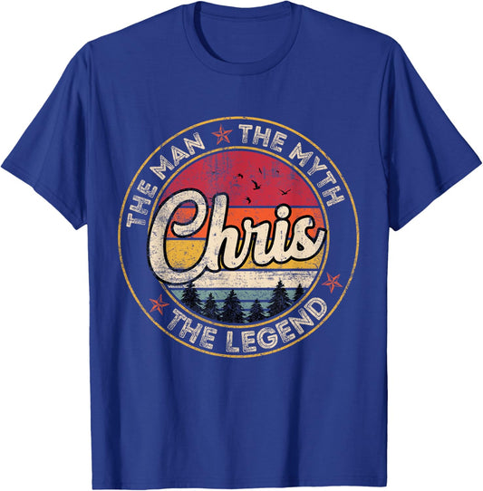 Chris The Man The Myth The Legend Personalized Name T-Shirt - T-Shirt | Royal