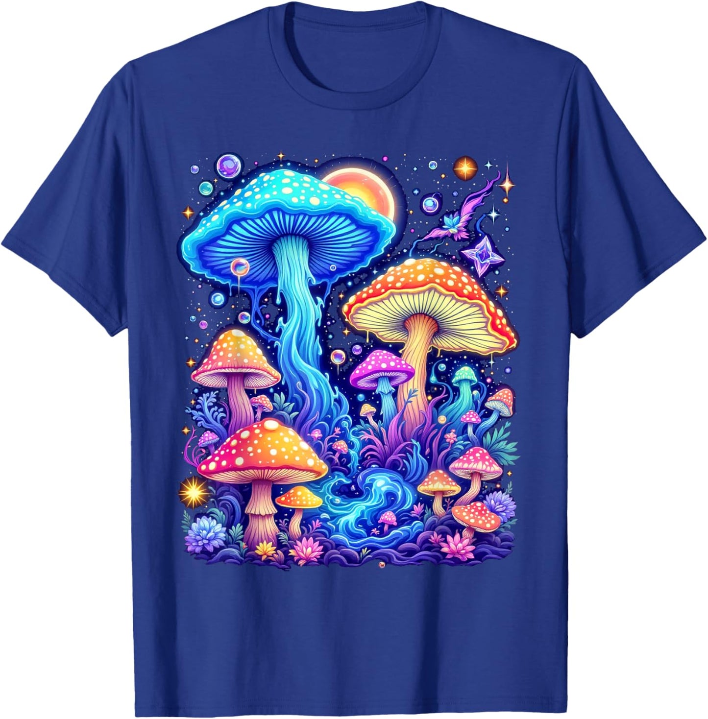 Psychedelic Mushroom , Black, S T-Shirt - T-Shirt | Royal