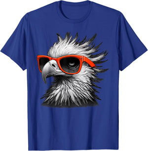 Cool Secretary Bird Wearing Sunglasses Graphic Art T-Shirt - T-Shirt | Royal