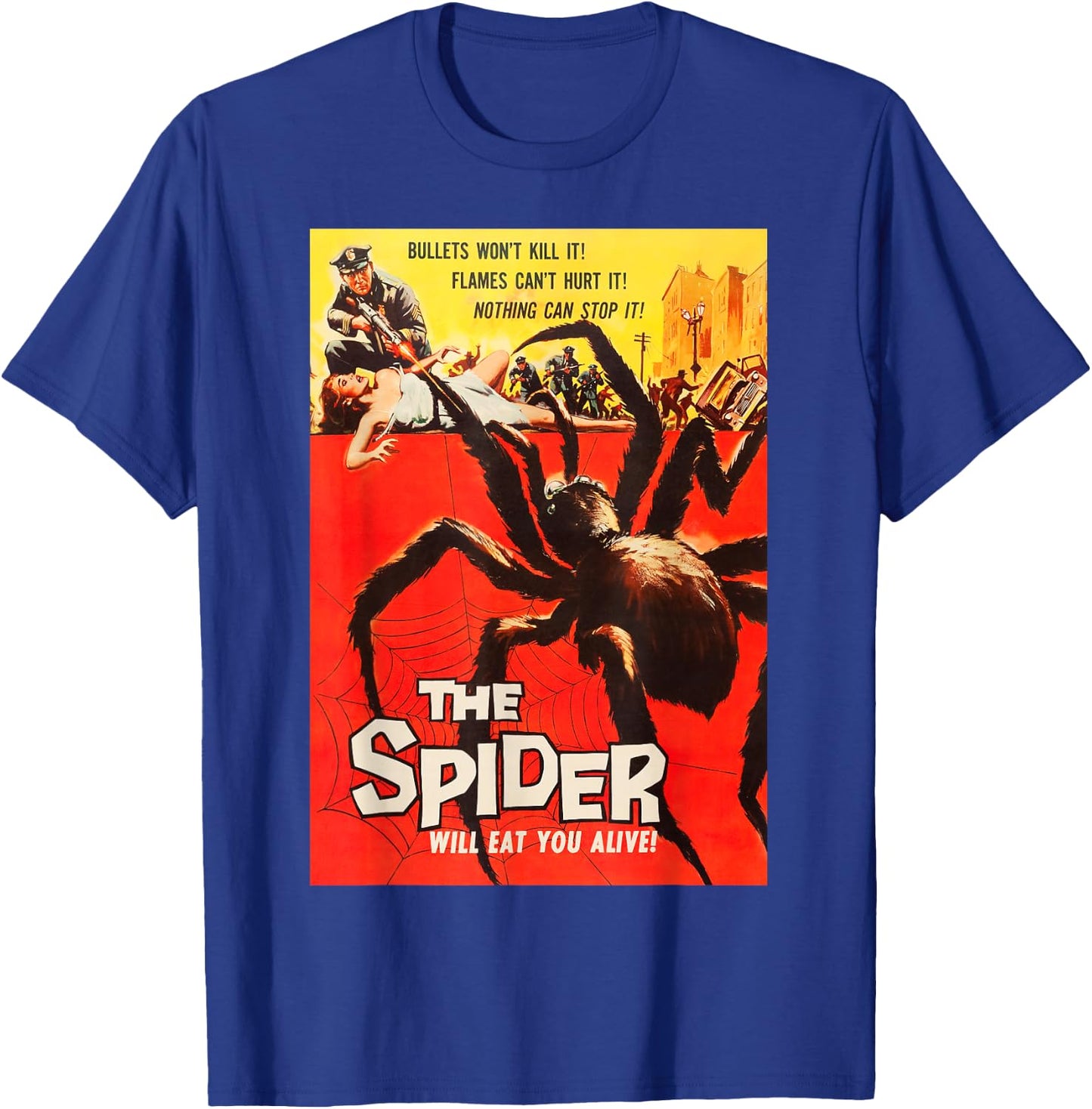 Giant Spider Classic Halloween Monster Poster Horror Movie T-Shirt - T-Shirt | Royal