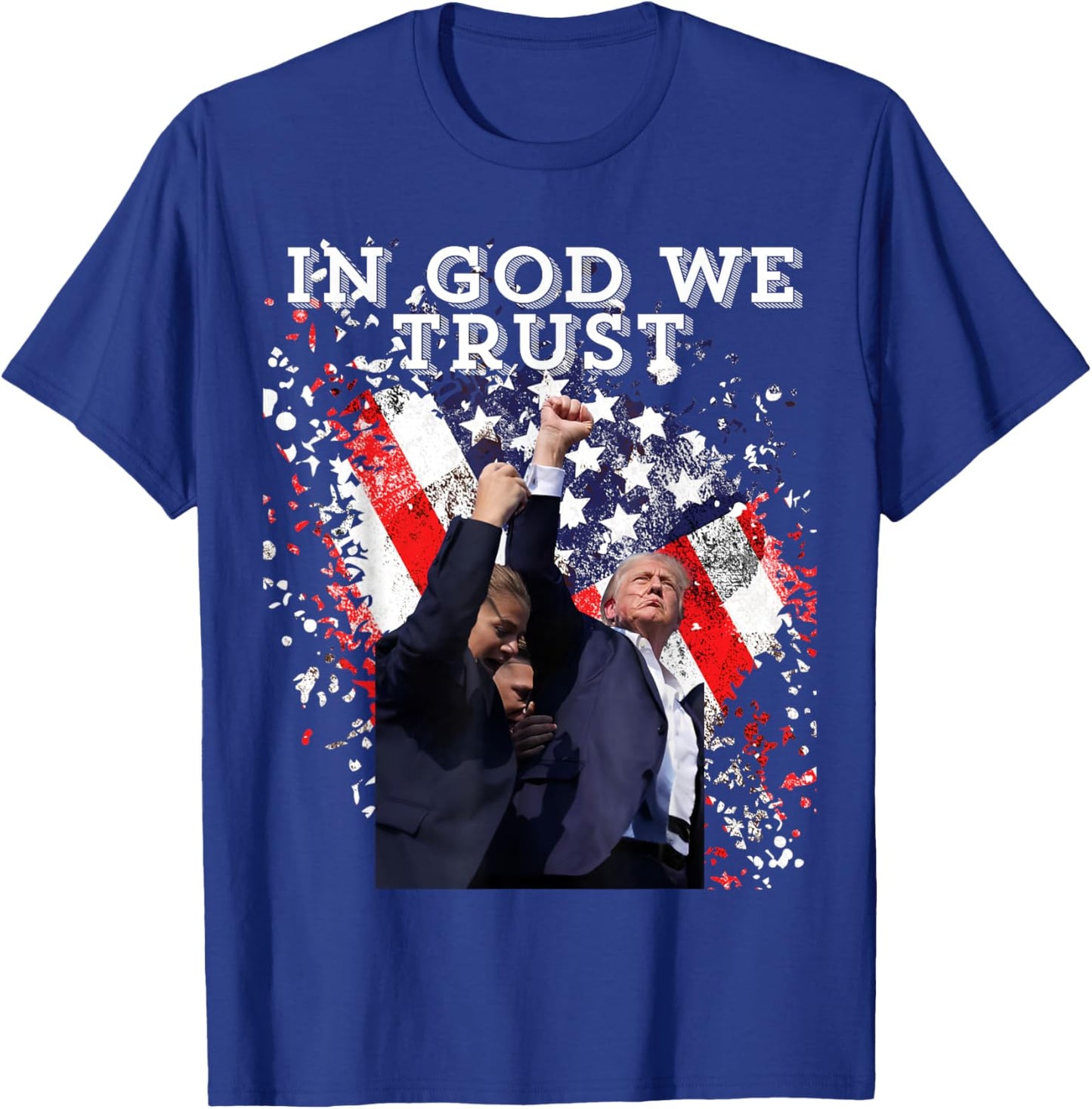 Trump Rally Shooter "In God We Trust" Trump 2024 T-Shirt - T-Shirt | Royal