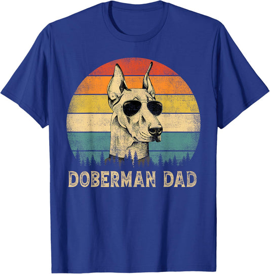 Vintage Doberman Dad Dog Lovers Father's Day T-Shirt - T-Shirt | Royal