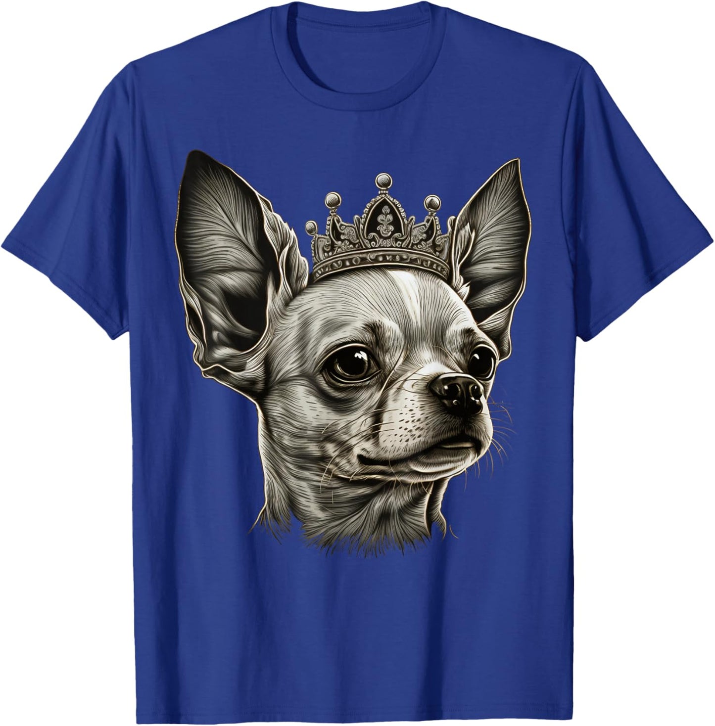 Black and White Chihuahua Dog on Crown Chihuahua T-Shirt - T-Shirt | Royal