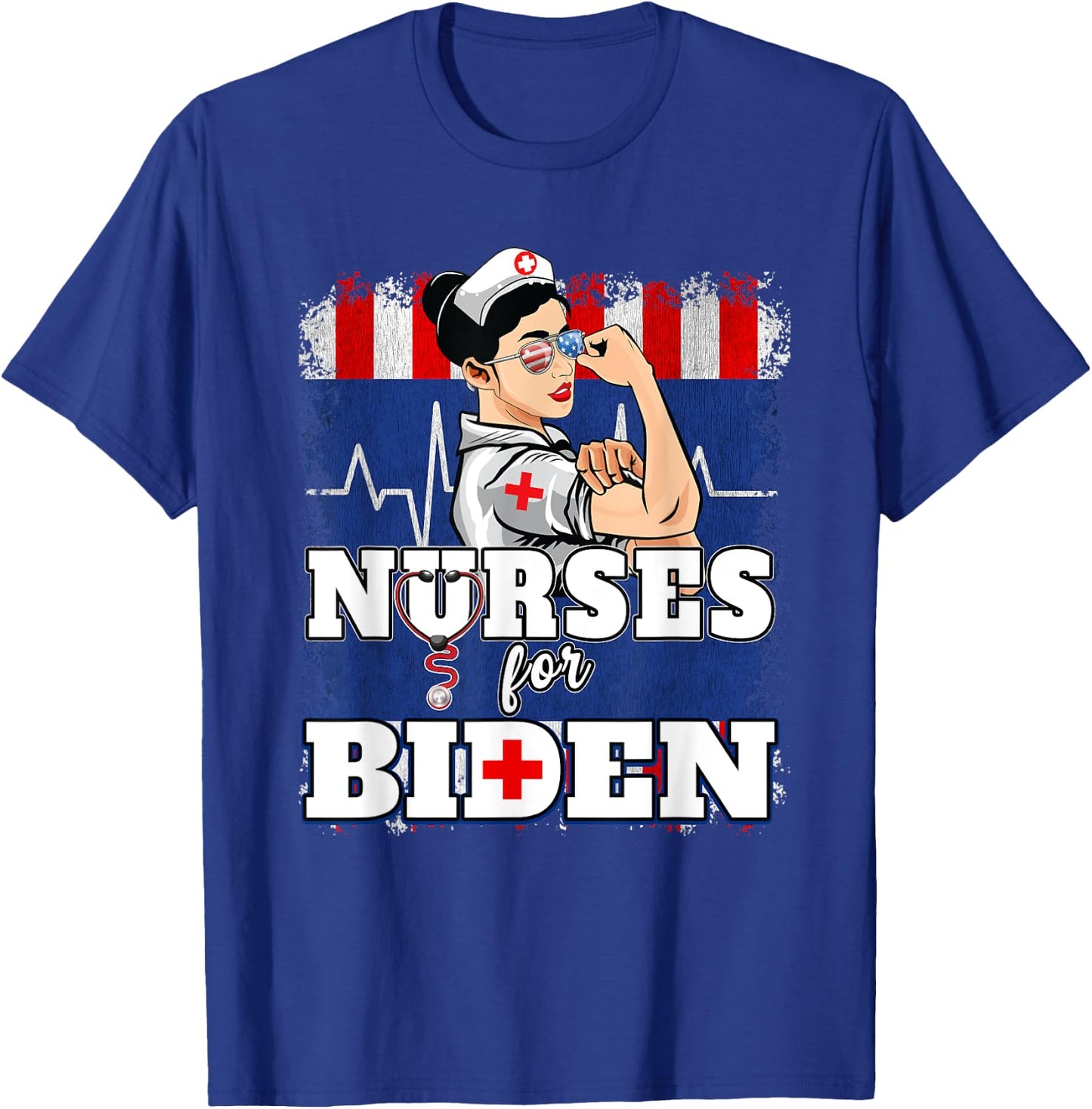 Nurses For Biden US Flag Vote Democrat Healthcare Nurses T-Shirt - T-Shirt | Royal