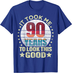 Vintage It Took Me 90 Years To Look This Good 90th Birthday T-Shirt - T-Shirt | Royal