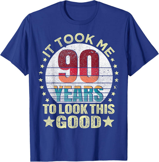 Vintage It Took Me 90 Years To Look This Good 90th Birthday T-Shirt - T-Shirt | Royal
