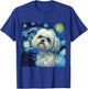 Maltese Dog Starry Night Vincent Van Gogh Painting T-Shirt - T-Shirt | Royal
