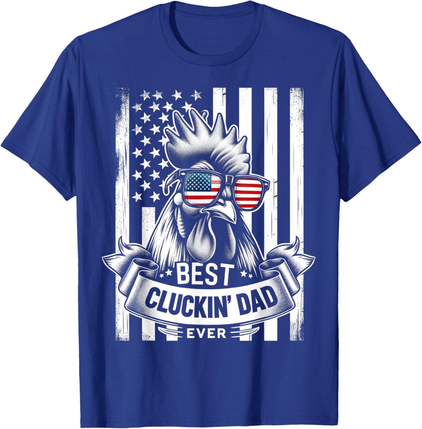 Best Cluckin' Dad Ever Chicken Lover Graphic Men's Black Cotton Polyester Casual Funny Graphic Small Short Sleeve T-Shirt - T-Shirt | Royal