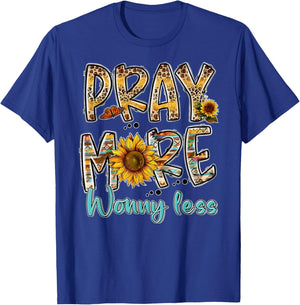 Pray More Worry Less - Jesus Christ Religion Faith Christian T-Shirt - T-Shirt | Royal