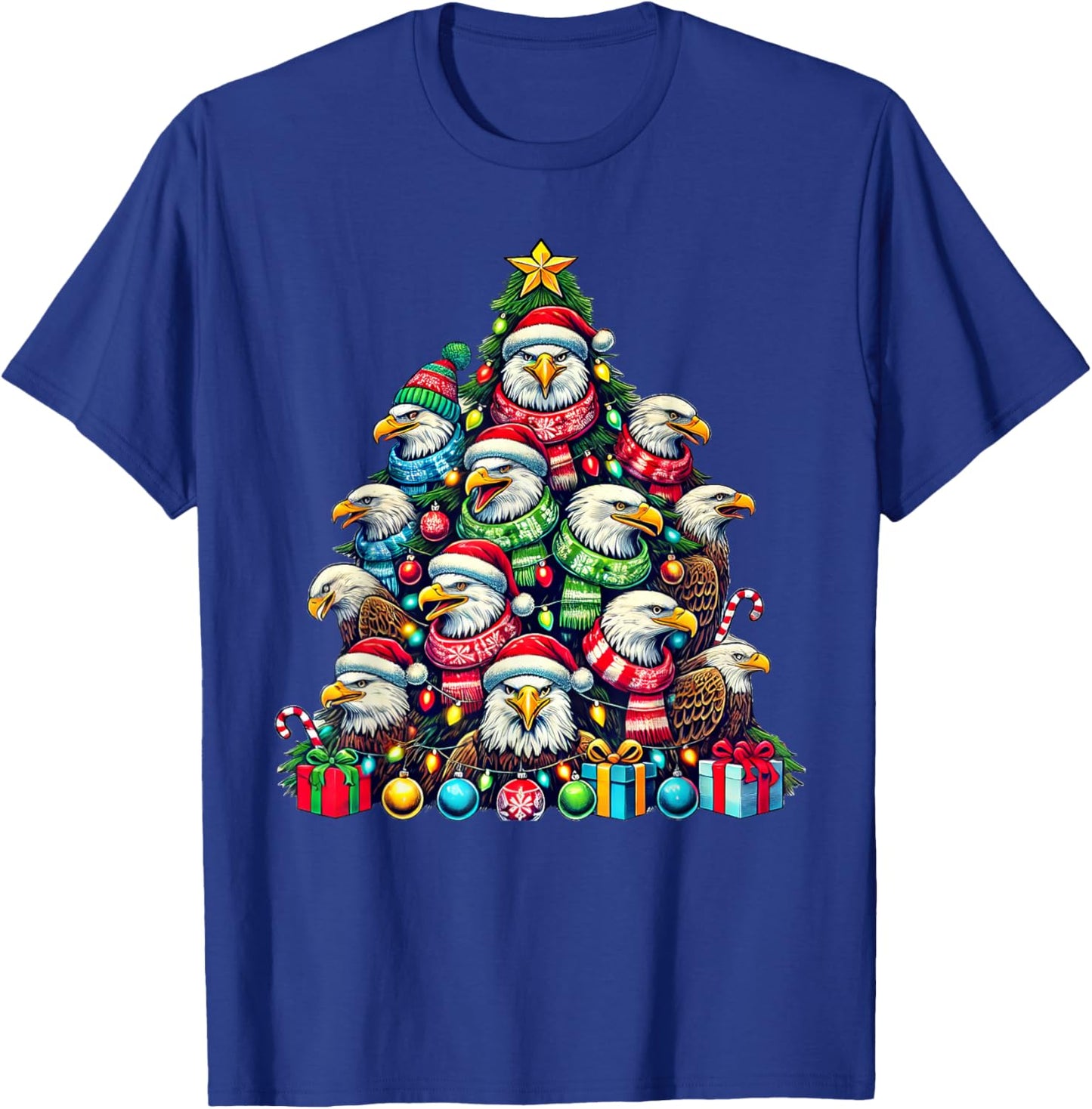 Eagle Bird Christmas Tree Funny Eagle Xmas T-Shirt - T-Shirt | Royal