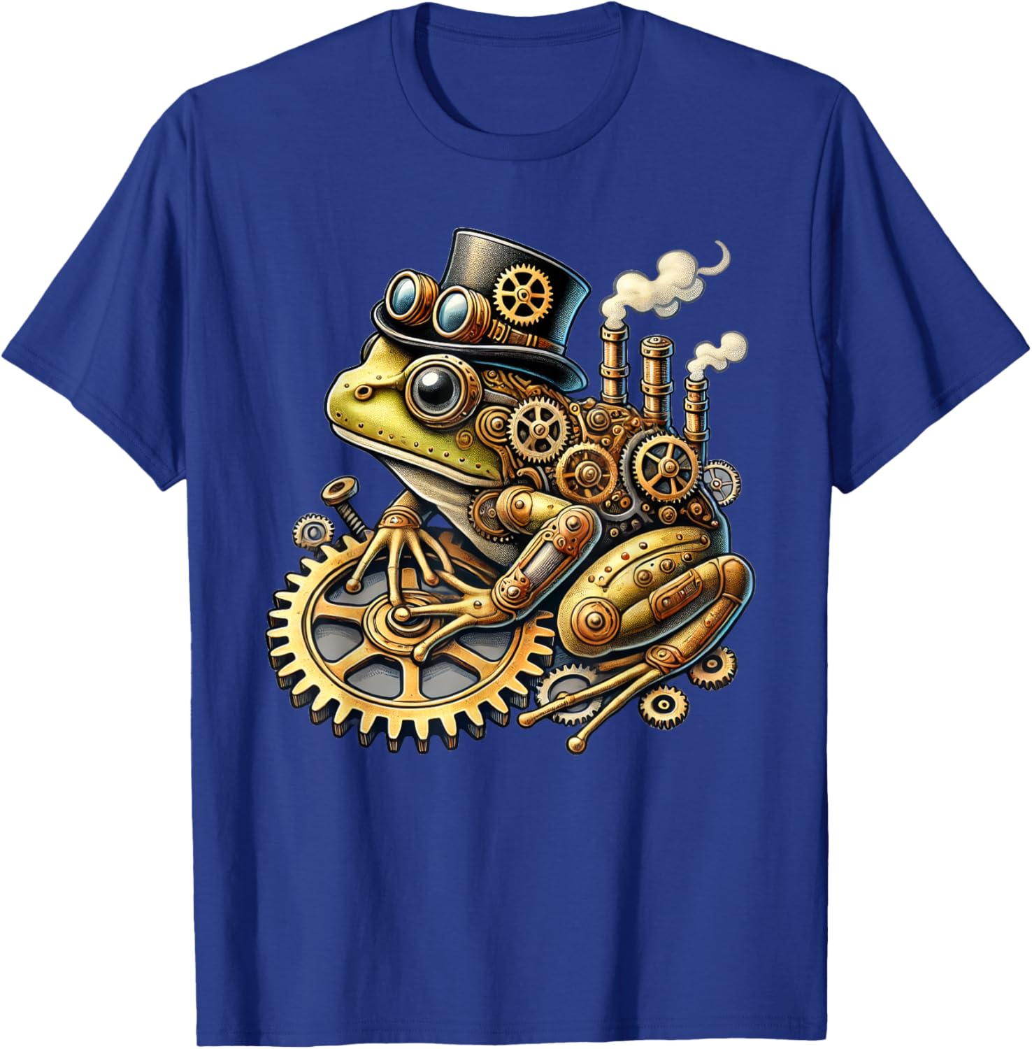Steampunk Frog Fantasy Apparel Steampunk Frog Art - -Adults & Kids - Black - Small - Short Sleeve - Cotton Blend - Machine Wash T-Shirt - T-Shirt | Royal