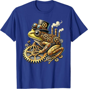 Steampunk Frog Fantasy Apparel Steampunk Frog Art - -Adults & Kids - Black - Small - Short Sleeve - Cotton Blend - Machine Wash T-Shirt - T-Shirt | Royal