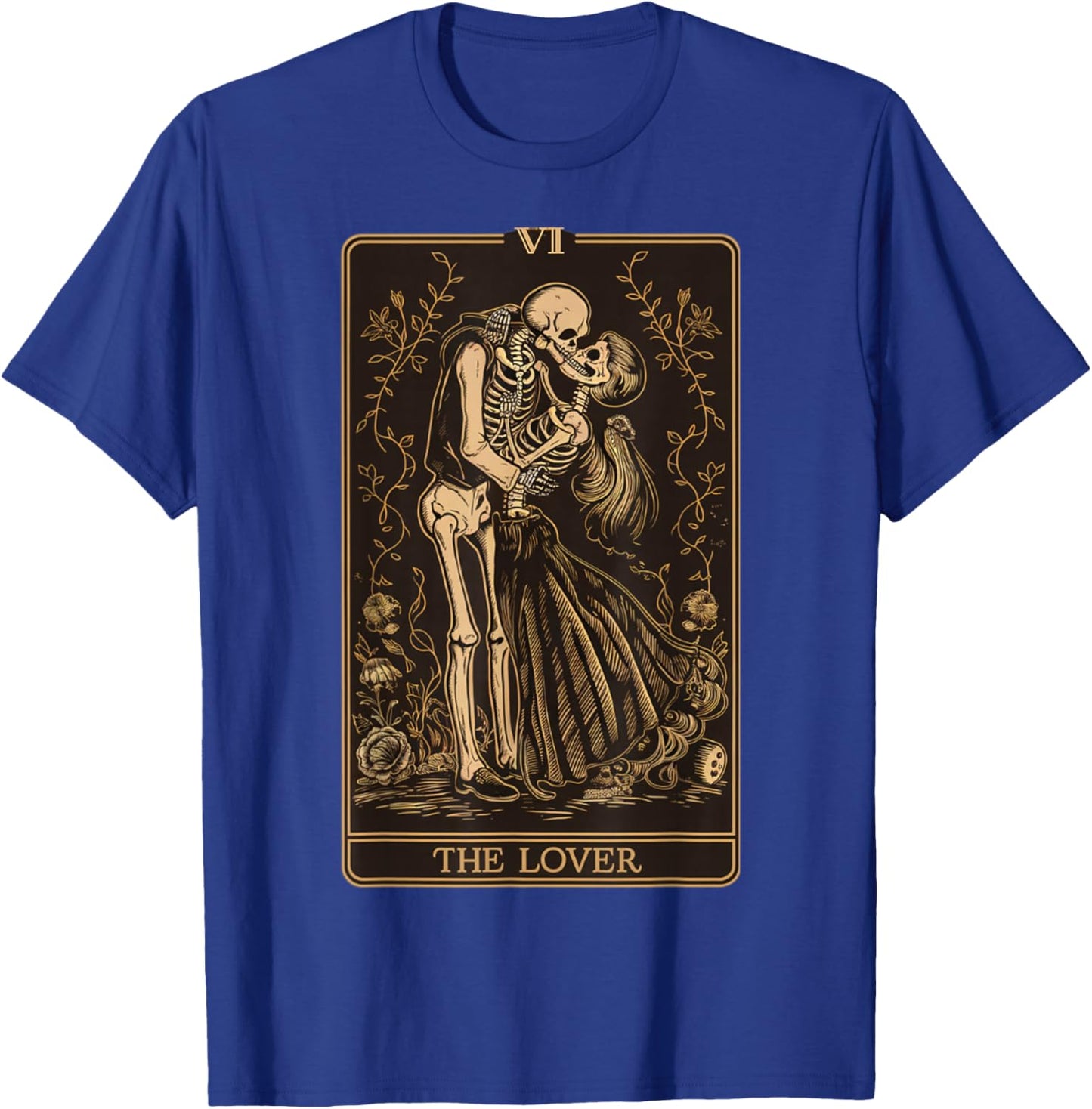 The Lovers Vintage Tarot Card - Gothic Halloween Tea T-Shirt - T-Shirt | Royal