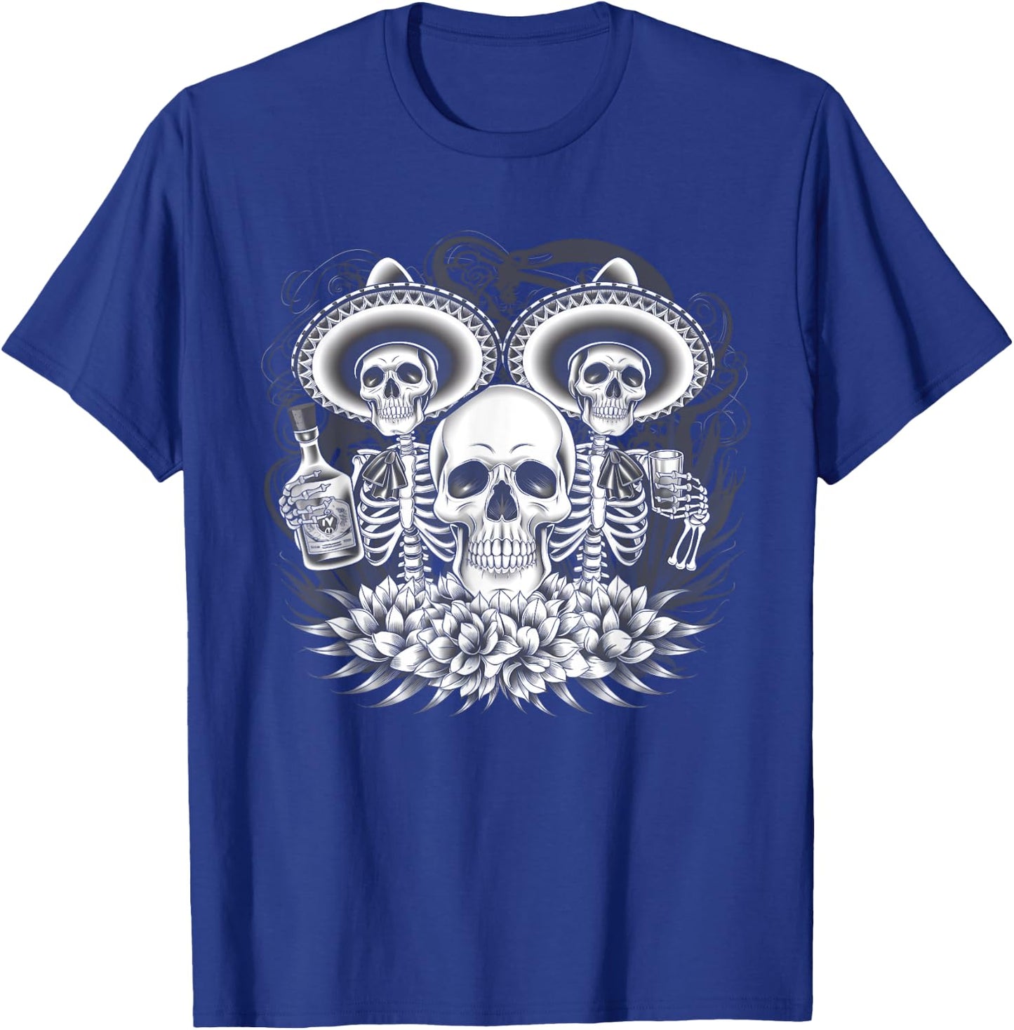 Mexico Vintage Skeleton Tequila Dia De Los Muertos Mexican T-Shirt - T-Shirt | Royal
