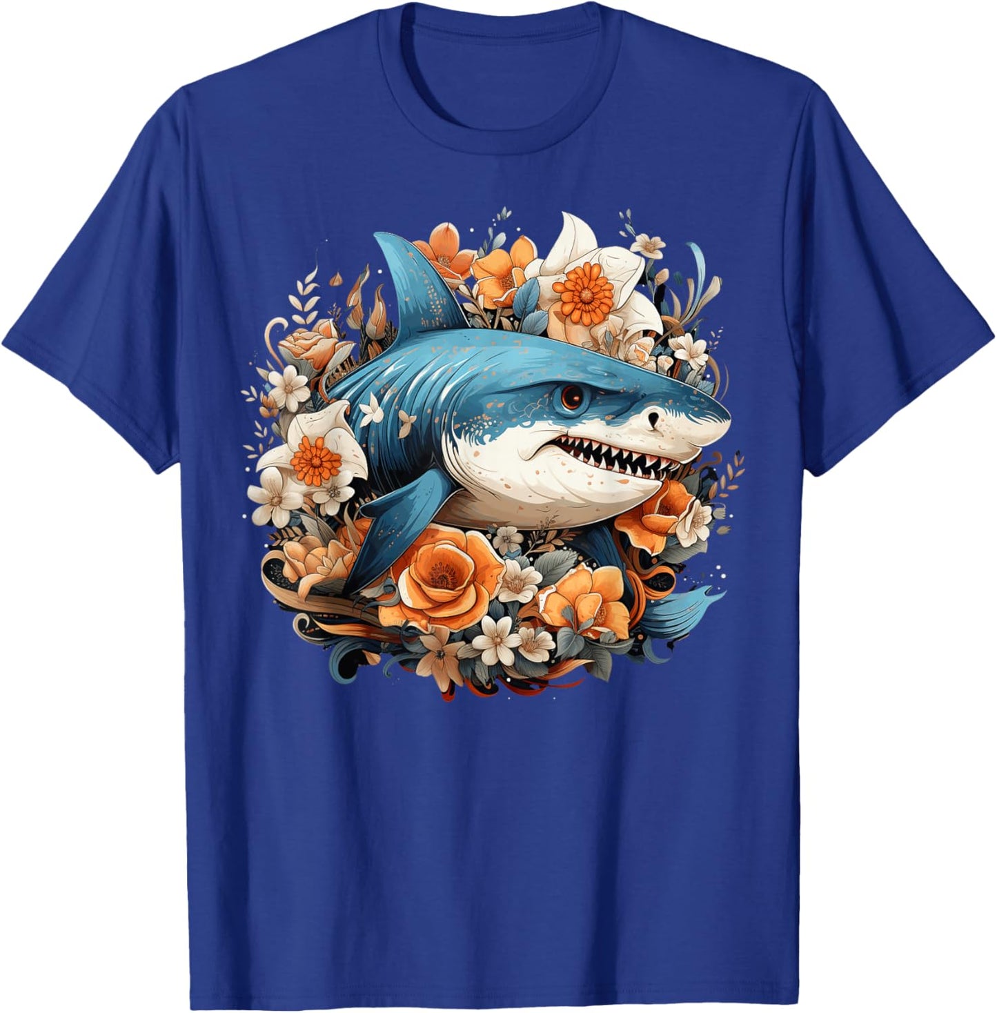 Shark Flowers T-Shirt - T-Shirt | Royal