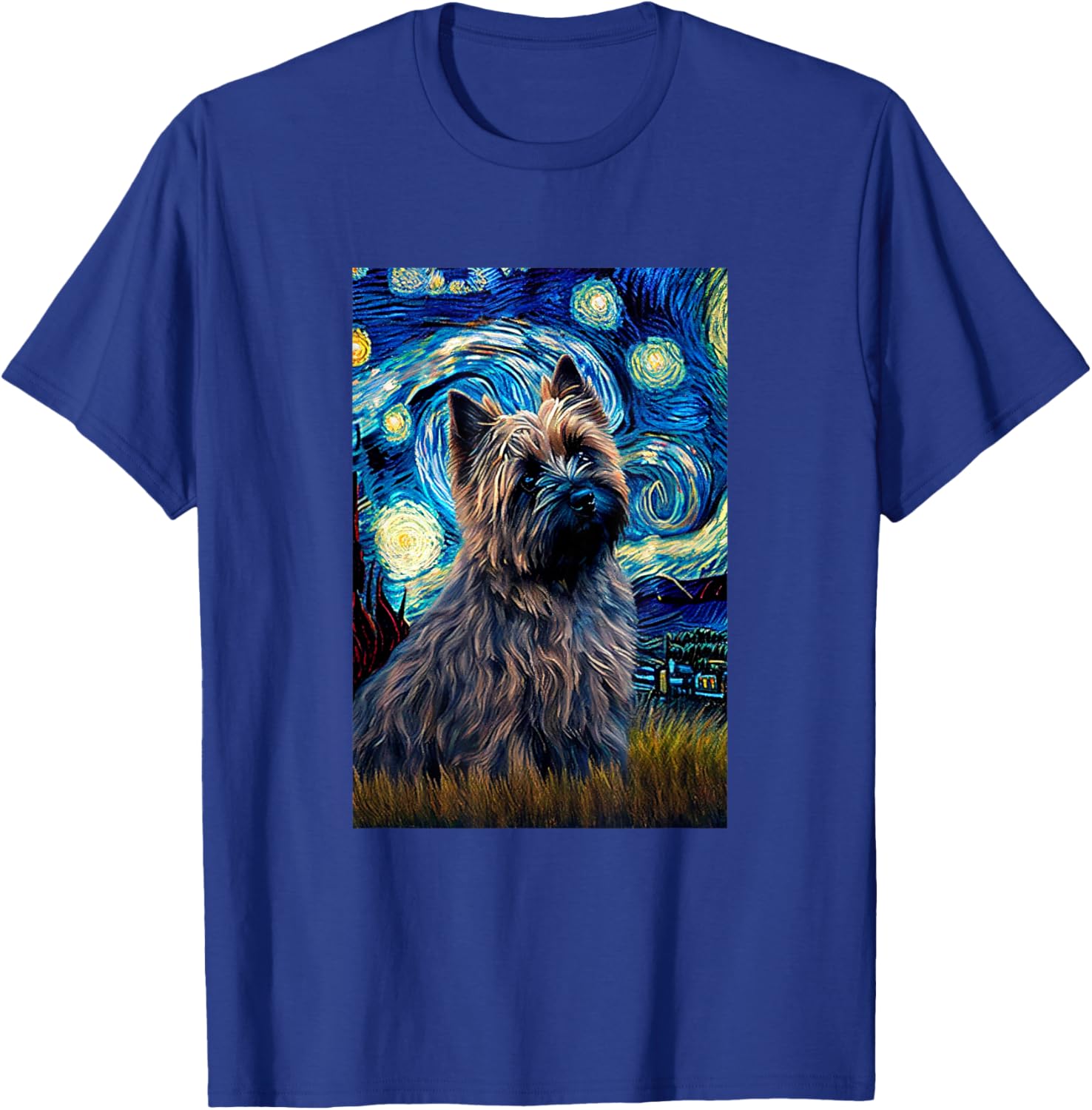 Cairn Terrier in Starry Night Painting Dog Mom Dad Men Women Kids T-Shirt - T-Shirt | Royal