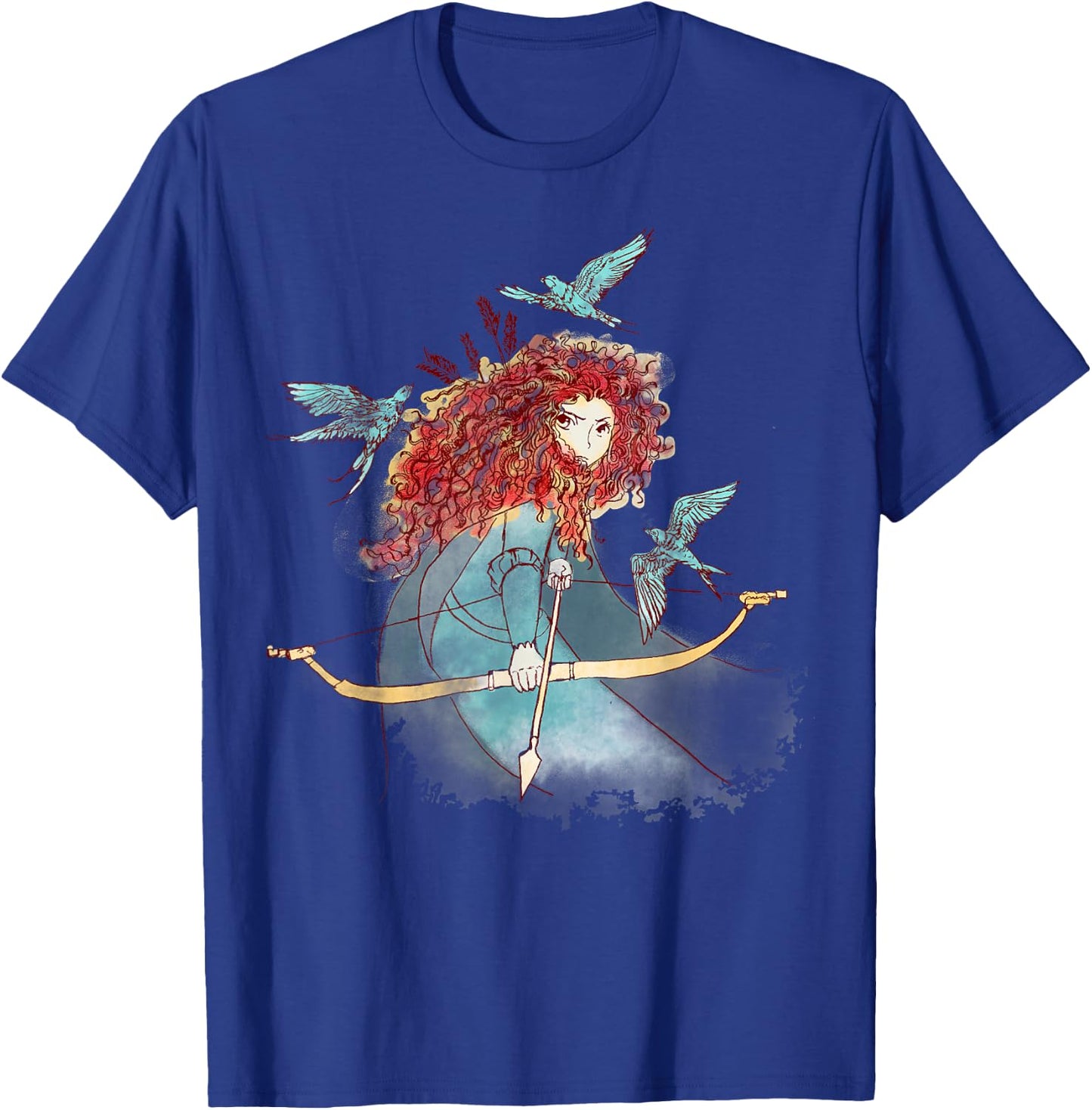 Disney Brave Merida Watercolor Sketch Portrait T-Shirt - T-Shirt | Royal