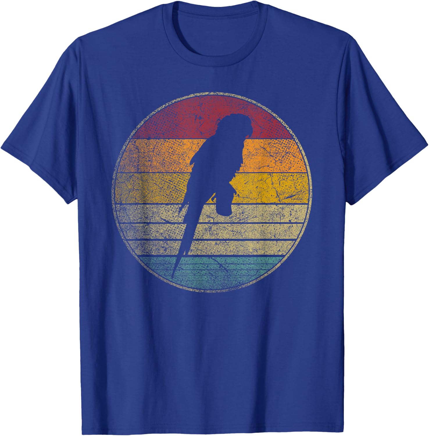 Parrot Bird Vintage Distressed Retro Style Silhouette 70s T-Shirt - T-Shirt | Royal