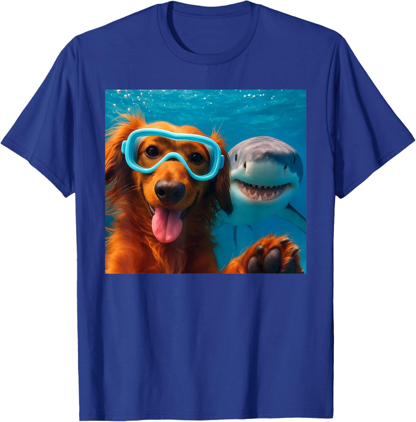 Funny Dachshund Doxie Dog Selfie with Shark Ocean Lovers T-Shirt - T-Shirt | Royal