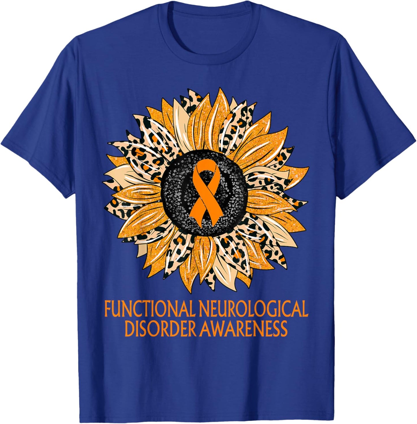 Leopard Sunflower Functional Neurological Disorder Awareness T-Shirt - T-Shirt | Royal