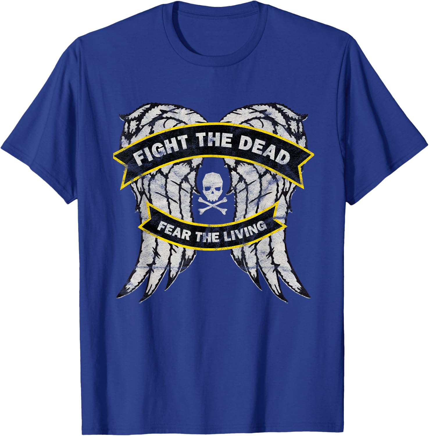 Fight the Dead Fear the Living Distressed Zombie Hunter T-Shirt - T-Shirt | Royal