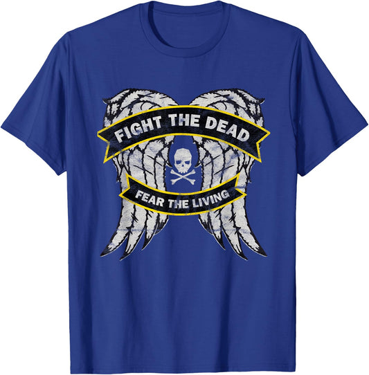 Fight the Dead Fear the Living Distressed Zombie Hunter T-Shirt - T-Shirt | Royal