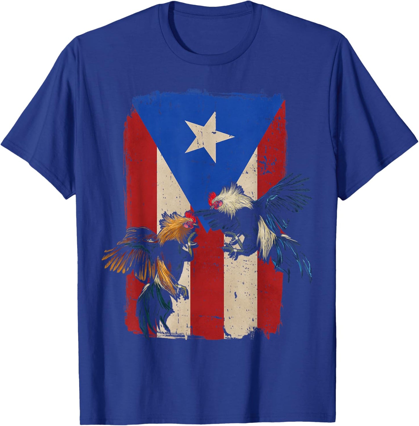 Puerto Rico Flag Cockfighter Game Fowl Cockfighting Rooster T-Shirt - T-Shirt | Royal