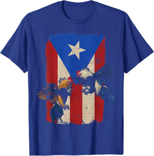 Puerto Rico Flag Cockfighter Game Fowl Cockfighting Rooster T-Shirt - T-Shirt | Royal
