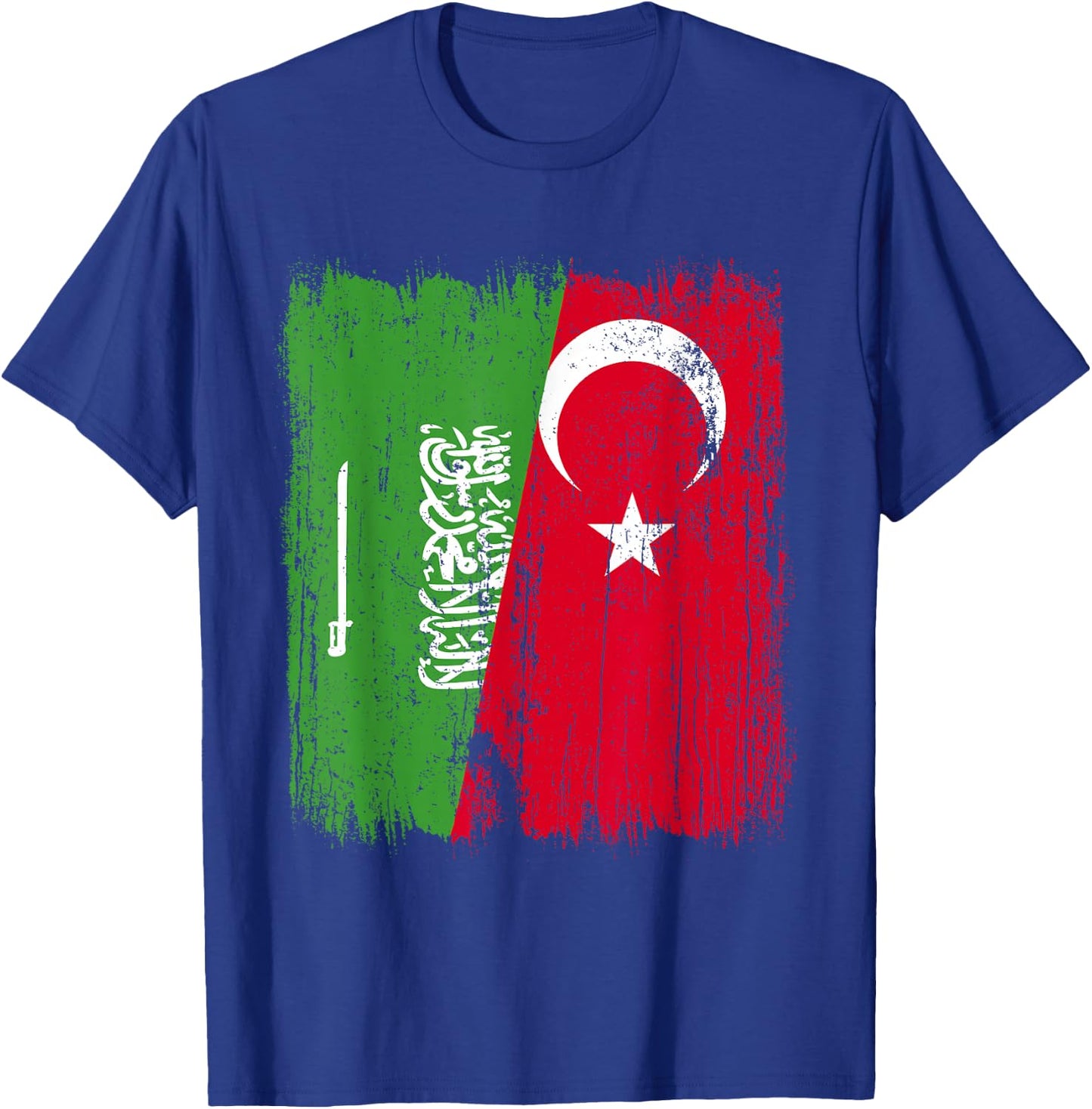 Saudi Arabia Turkey Half Flag Turkiye Saudi Arabian Turkish T-Shirt - T-Shirt | Royal