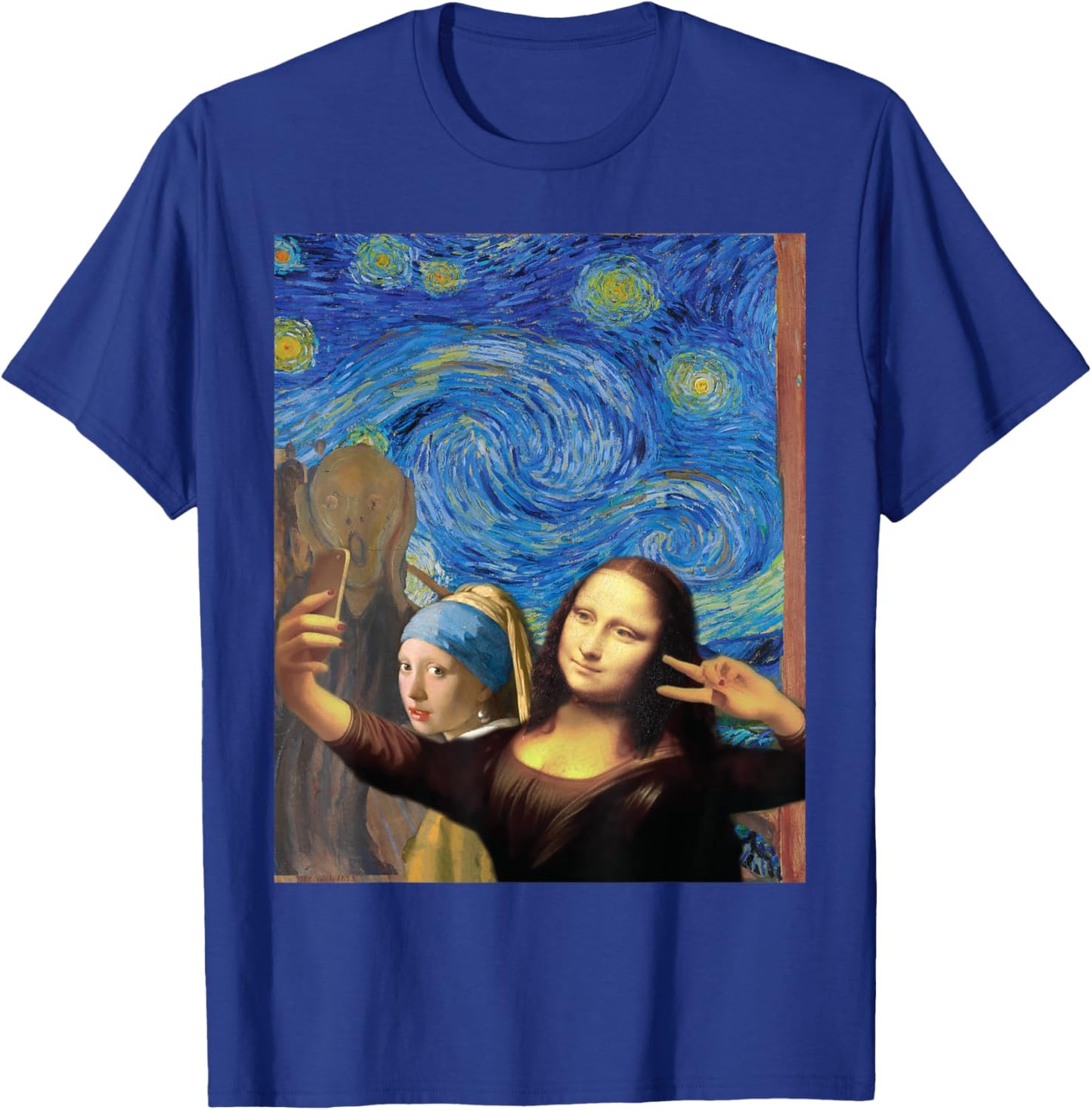 Funny Mona Lisa Selfie T-Shirt - T-Shirt | Royal
