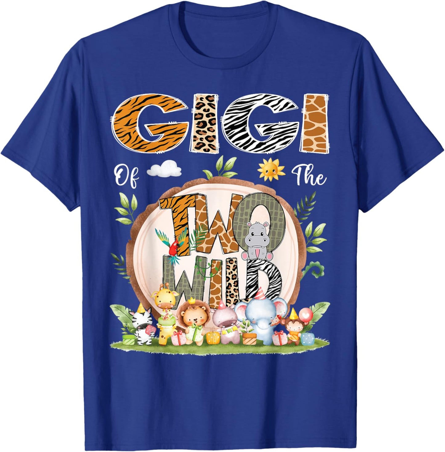 Gigi Of The Two Wild Animal Safari 2Nd Birthday Party T-Shirt - T-Shirt | Royal