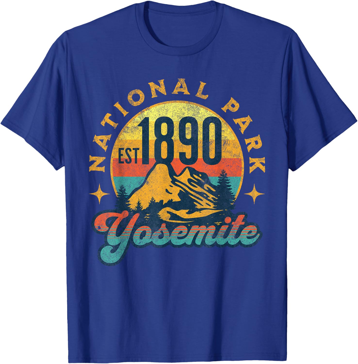 Yosemite California Nature Mountains Hiking Outdoors Vintage T-Shirt - T-Shirt | Royal