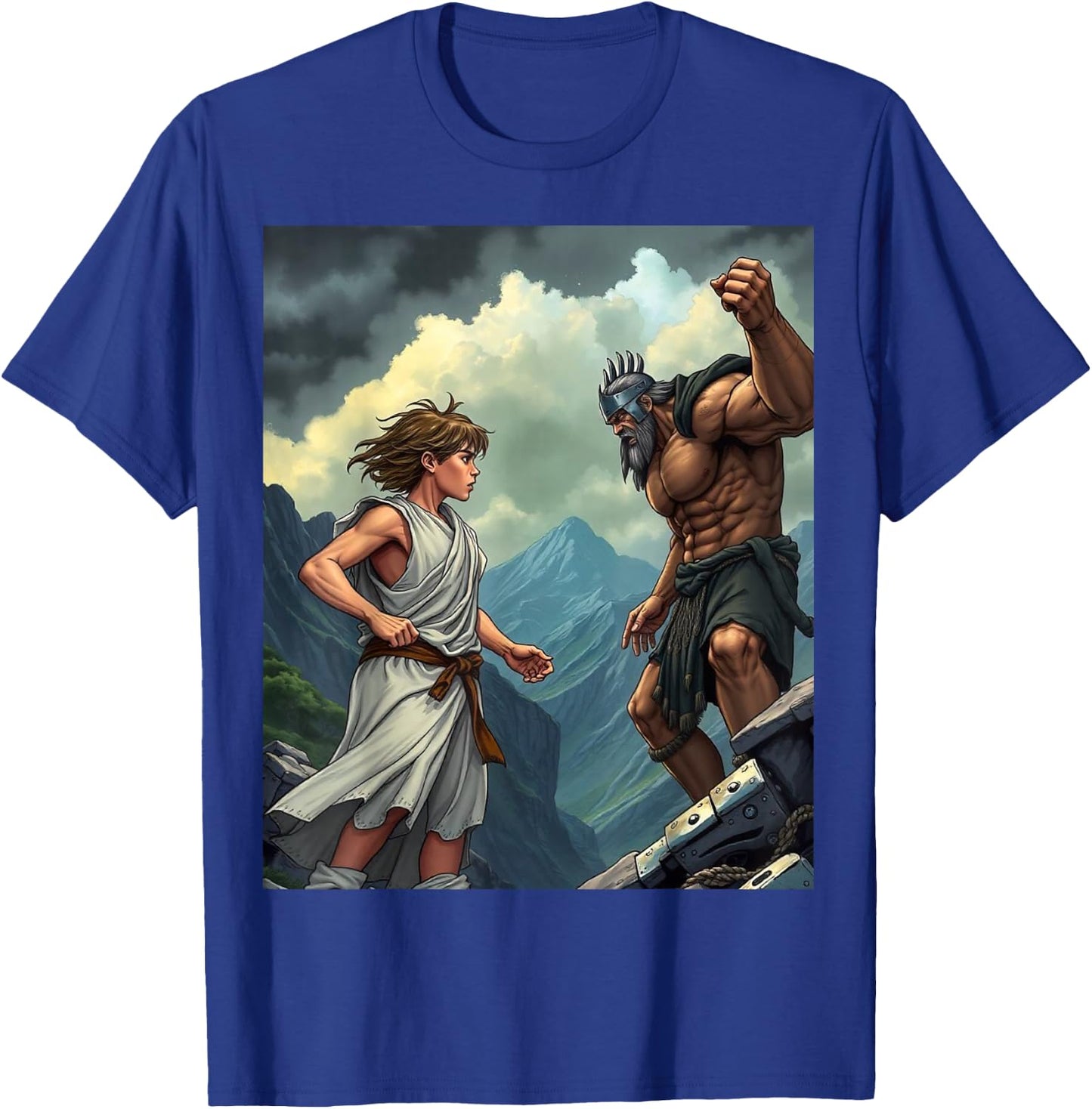 David and Goliath Bible Book of Samuel King David Comic T-Shirt - T-Shirt | Royal
