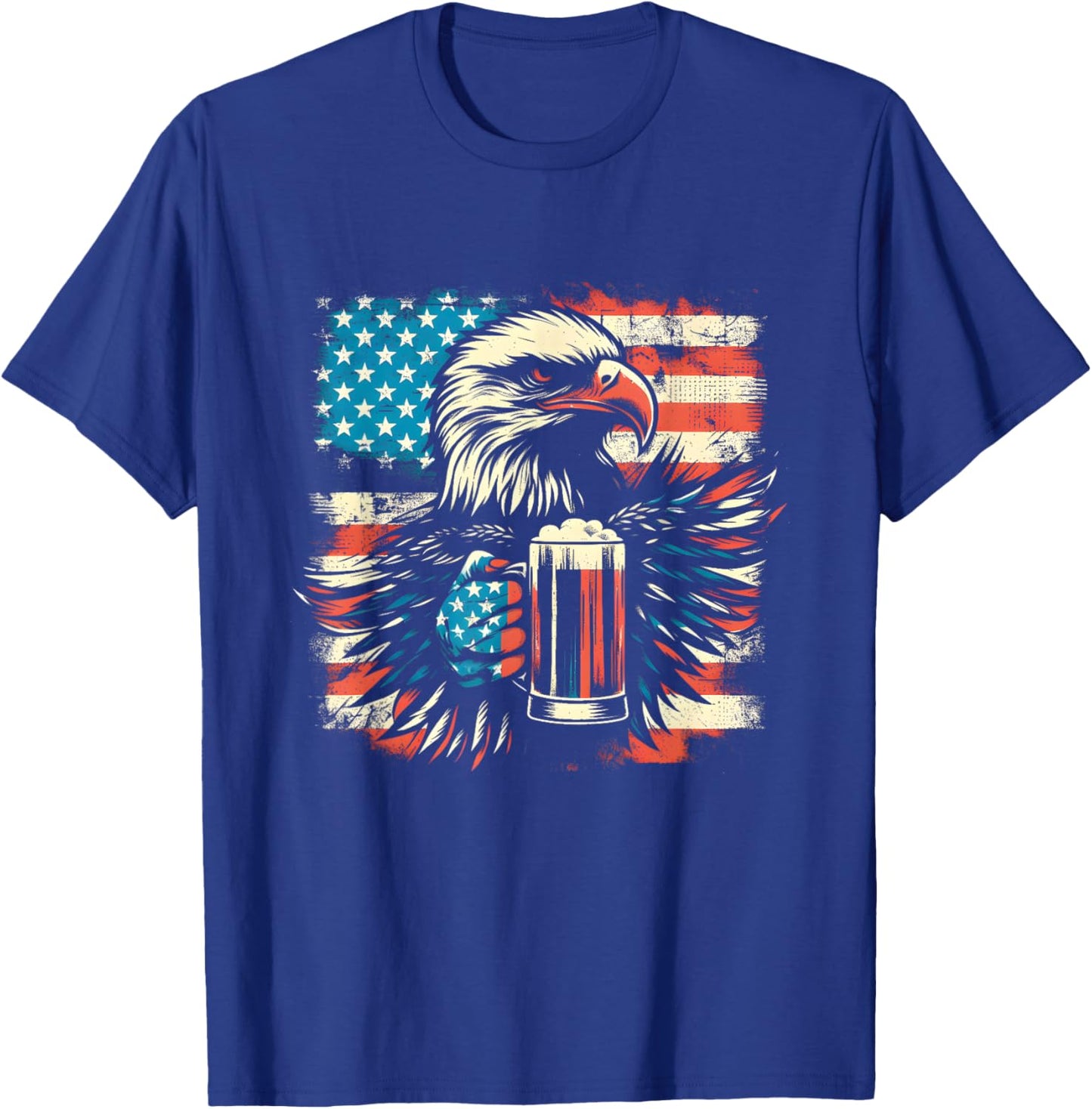 Bald Eagle Beer American Flag - Patriotic USA Beer Lover Men T-Shirt - T-Shirt | Royal