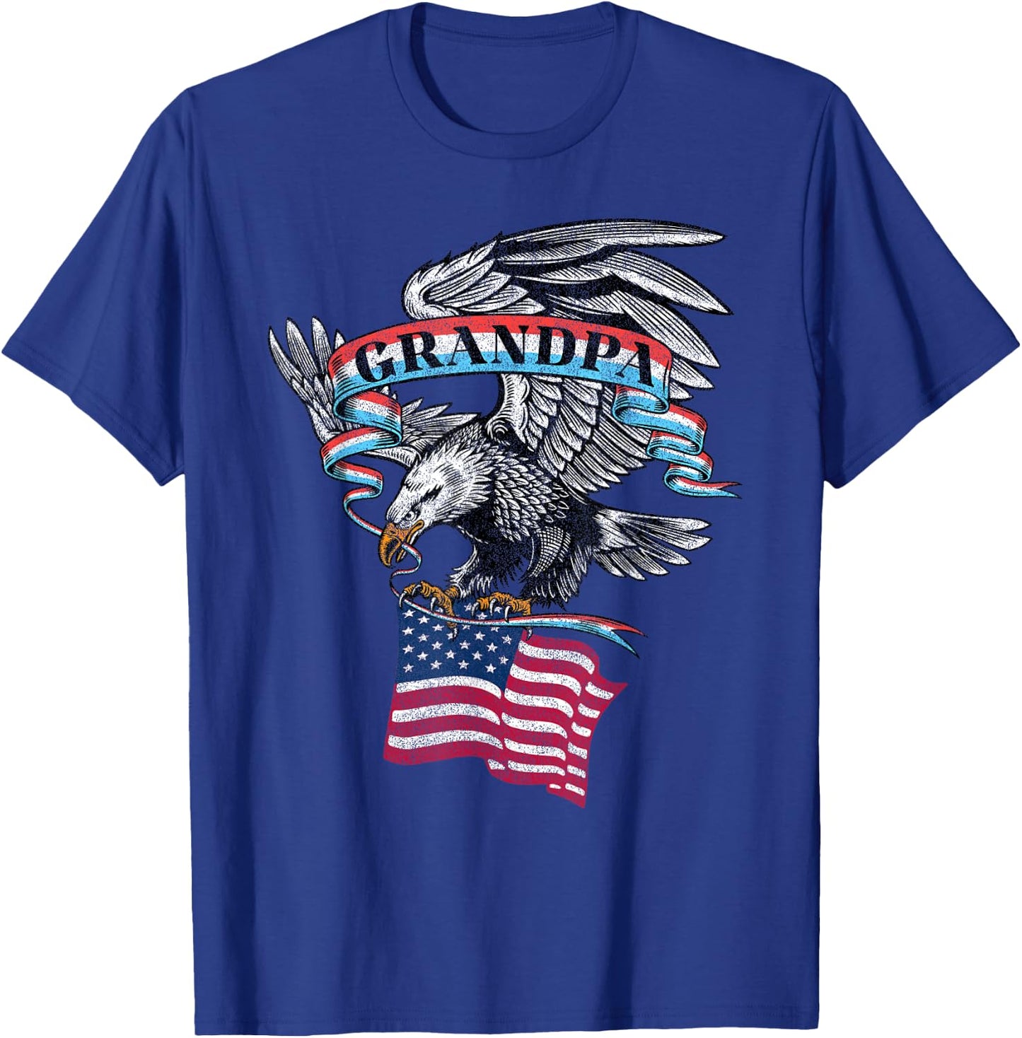 Grandpa American Flag USA Eagle Vintage Graphic T-Shirt - T-Shirt | Royal