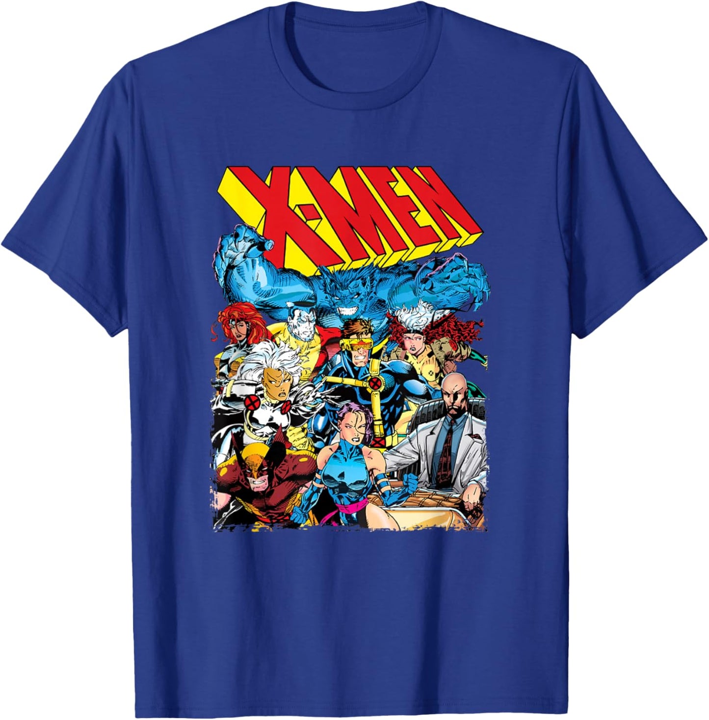Marvel X-Men 80's Style Colorful Group Shot Poster T-Shirt - T-Shirt | Royal