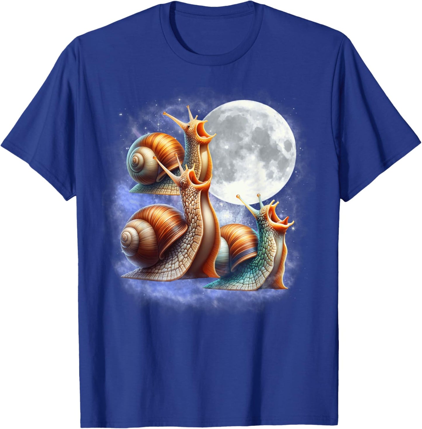 Three Snails Moon Funny Snail Howling Wolfs Moon Parody T-Shirt - T-Shirt | Royal