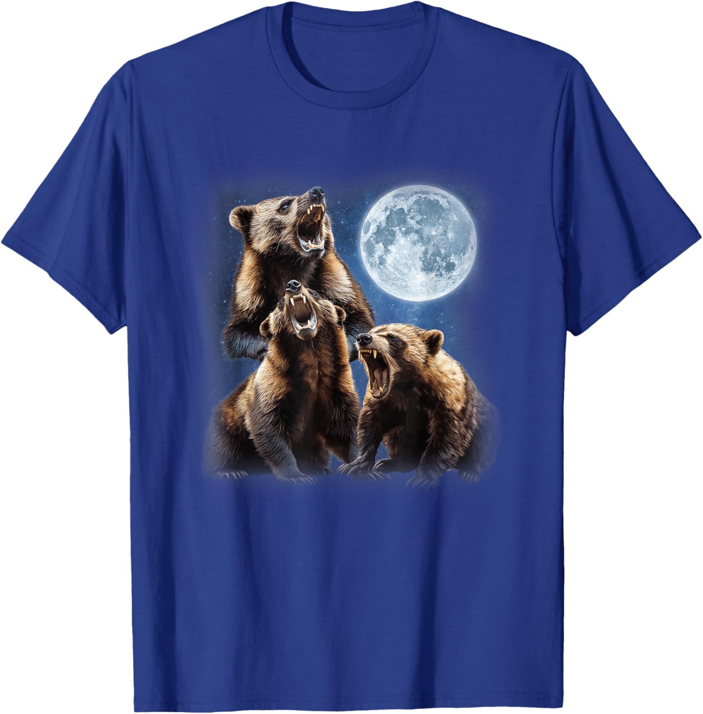 3 Wolverines Howling at the Moon Carcajou Badger Animal T-Shirt - T-Shirt | Royal