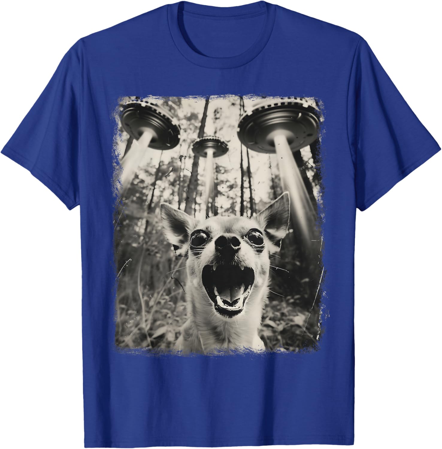 Chihuahua Dog UFO Alien Extraterrestrial Selfie T-Shirt - T-Shirt | Royal