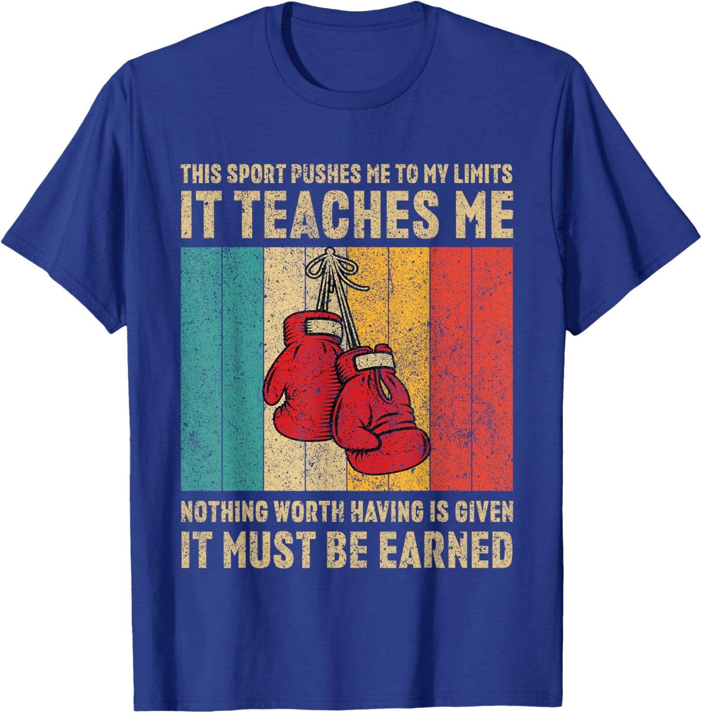 Never Underestimate A Grandpa With Boxing Gloves Boxing T-Shirt - T-Shirt | Royal