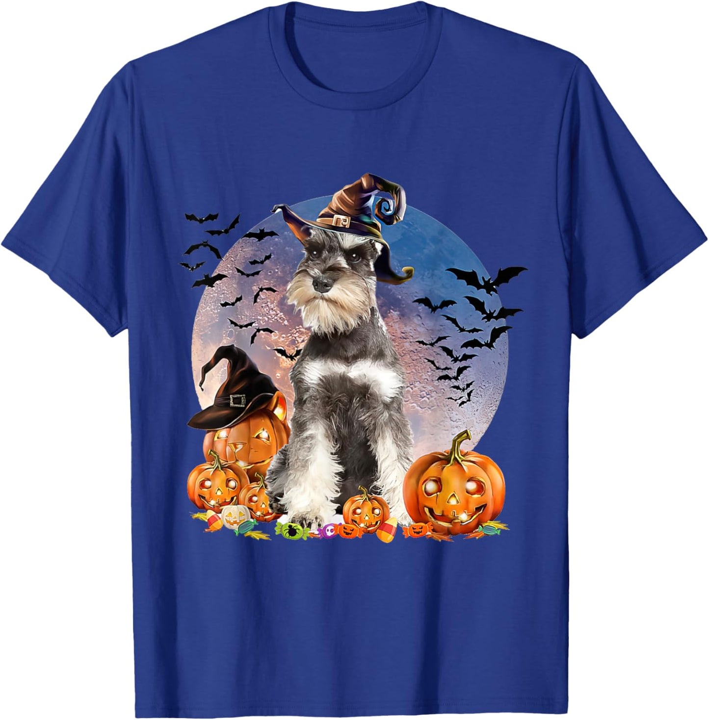 Dog Halloween Schnauzer Jack O Lantern Pumpkin Women T-Shirt - T-Shirt | Royal
