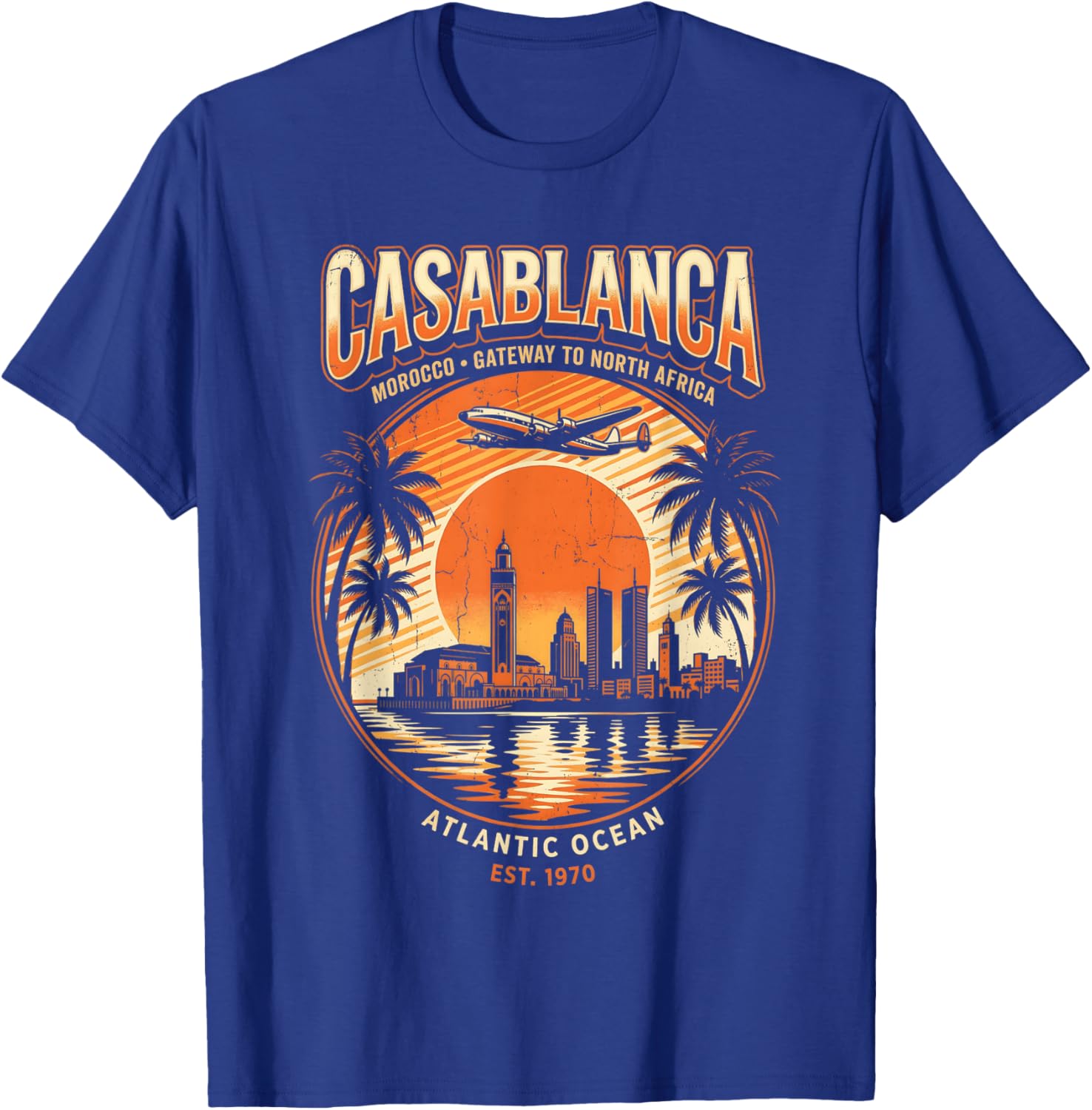Retro Casablanca Skyline T-Shirt - T-Shirt | Royal