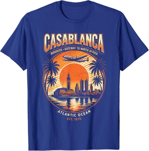 Retro Casablanca Skyline T-Shirt - T-Shirt | Royal