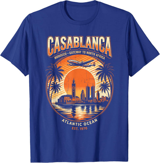 Retro Casablanca Skyline T-Shirt - T-Shirt | Royal