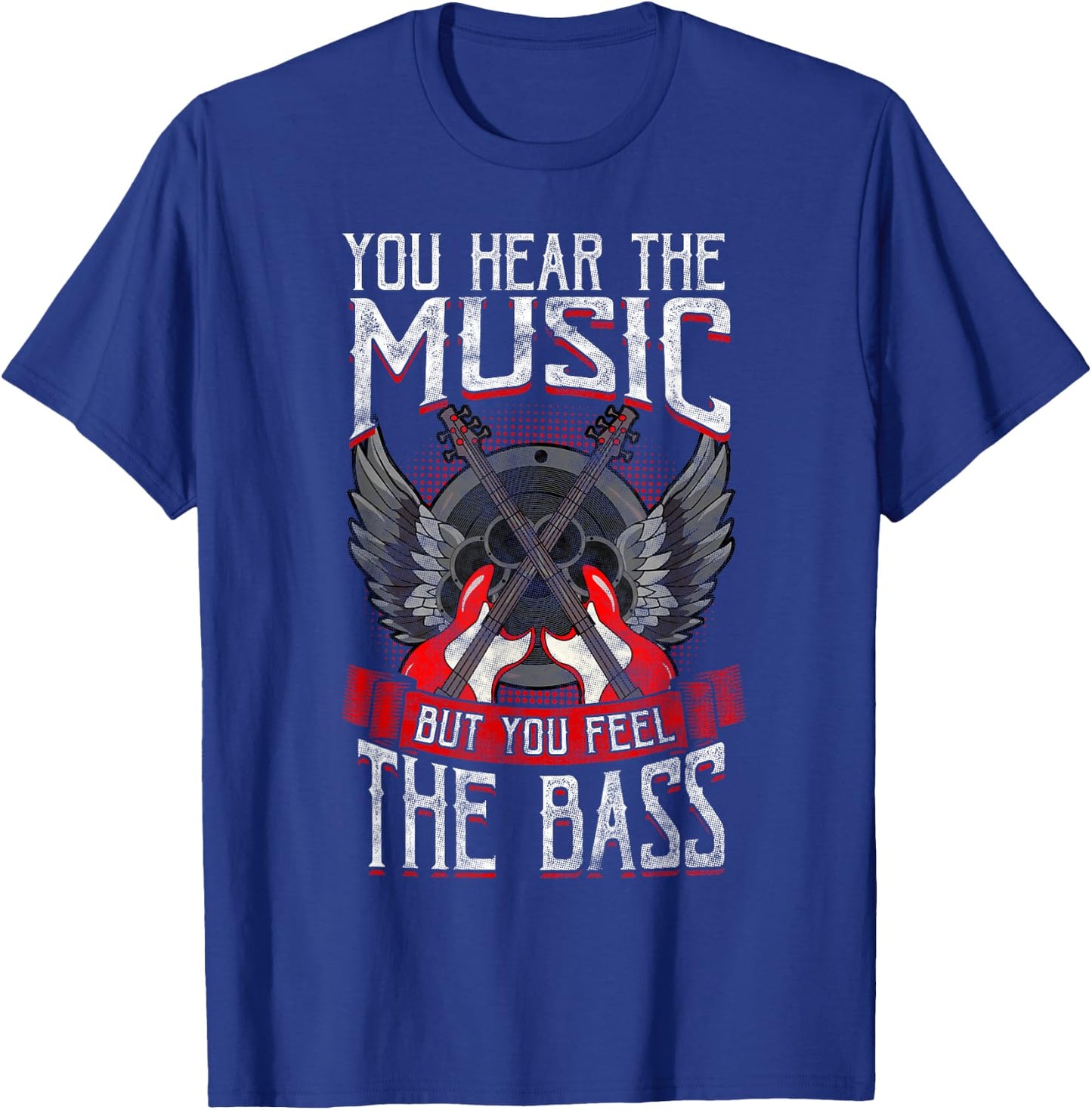 Hear The Music Feel The Bass Player Bassist Guitarist Gift Small T-Shirt - T-Shirt | Royal