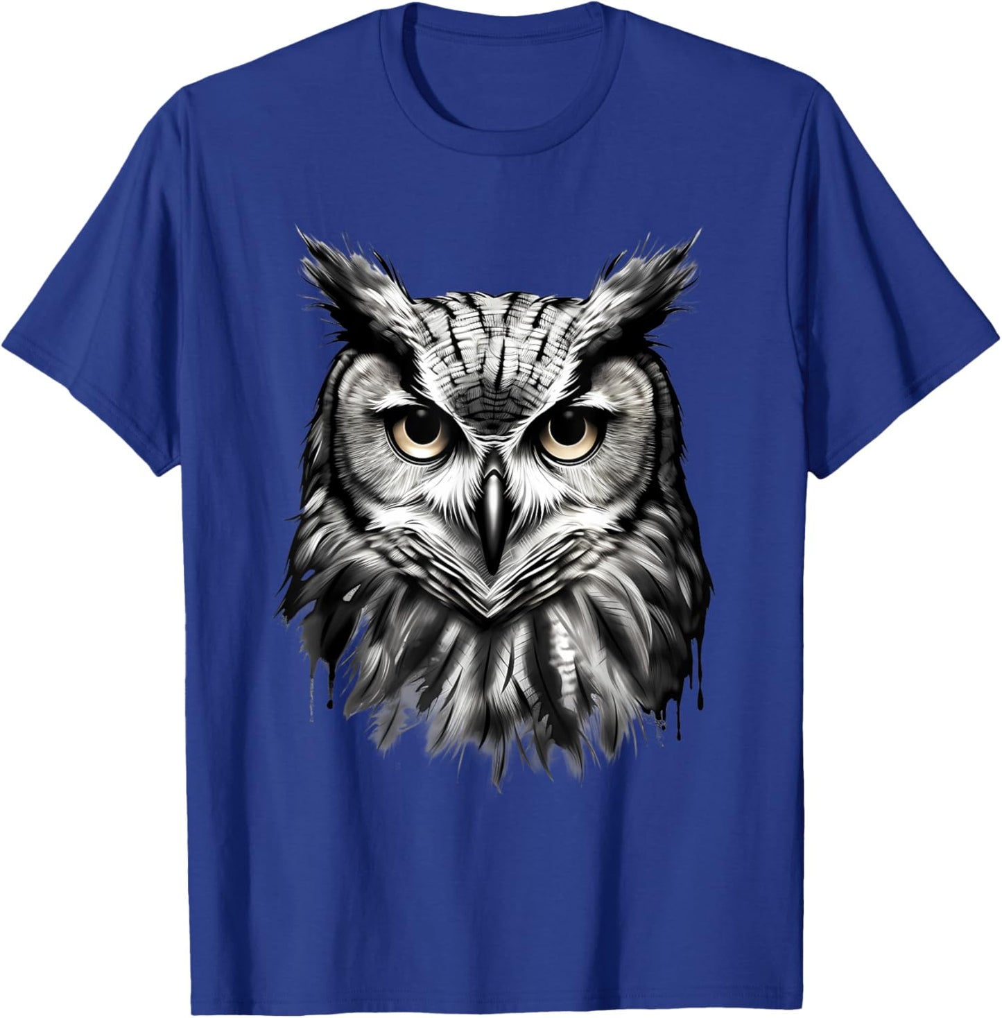 Owl Artwork Drawing Animal Lovers Animal Print Portrait T-Shirt - T-Shirt | Royal