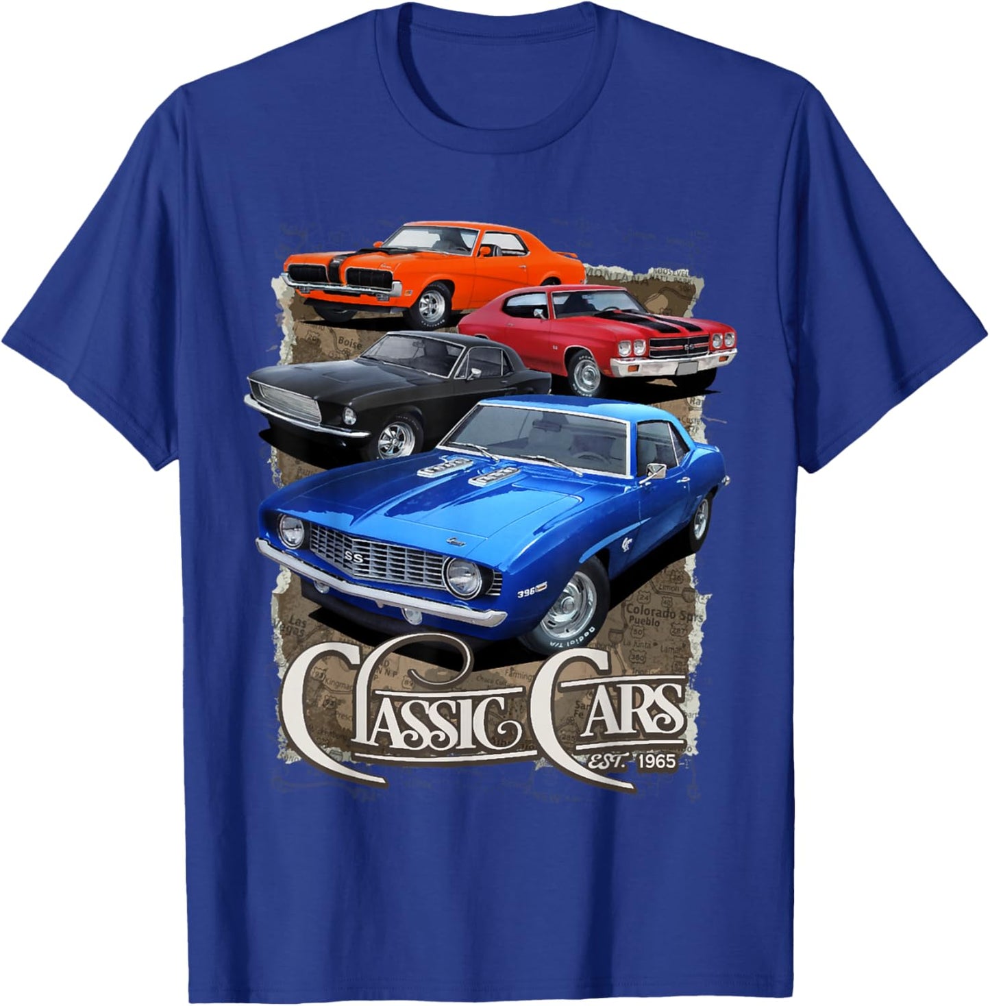 1968 67 68 69 Mercury Cougar , chevelle nova ss classic car T-Shirt - T-Shirt | Royal