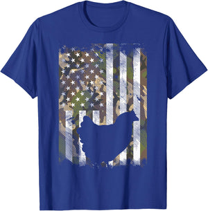 Camo Flag Chicken Vintage Farm Animal Patriotic Farmer Gift T-Shirt - T-Shirt | Royal
